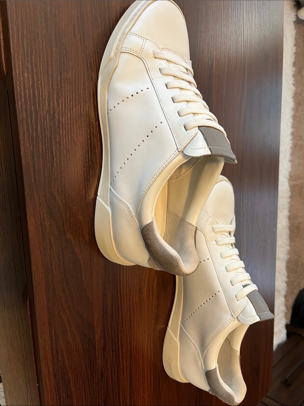 Men's VINCE Casual Leather Sneakers White and Taupe size 9